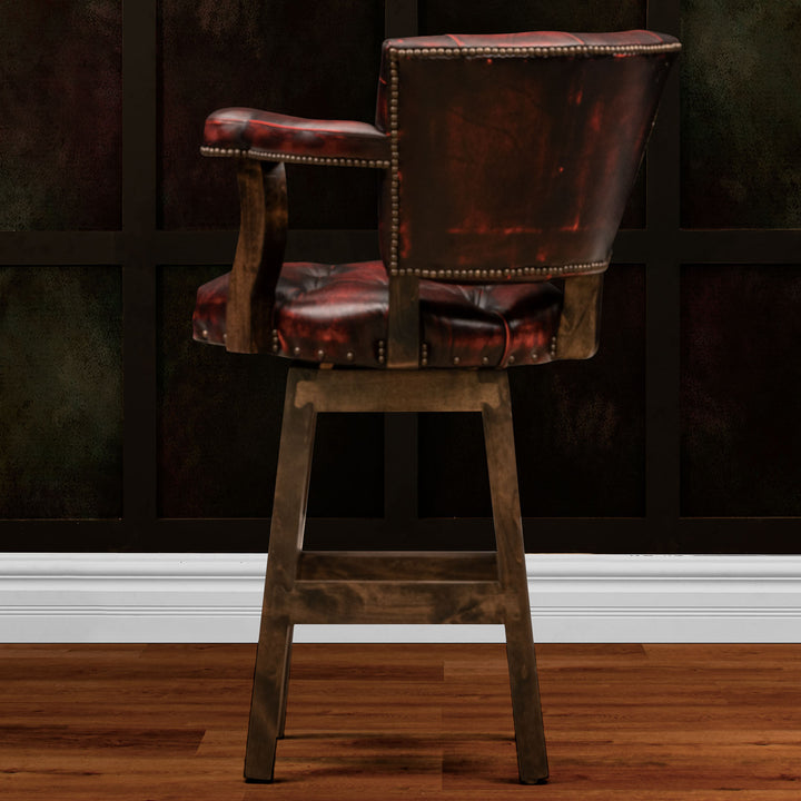 Red RJ Chisum Tufted Leather Barstool
