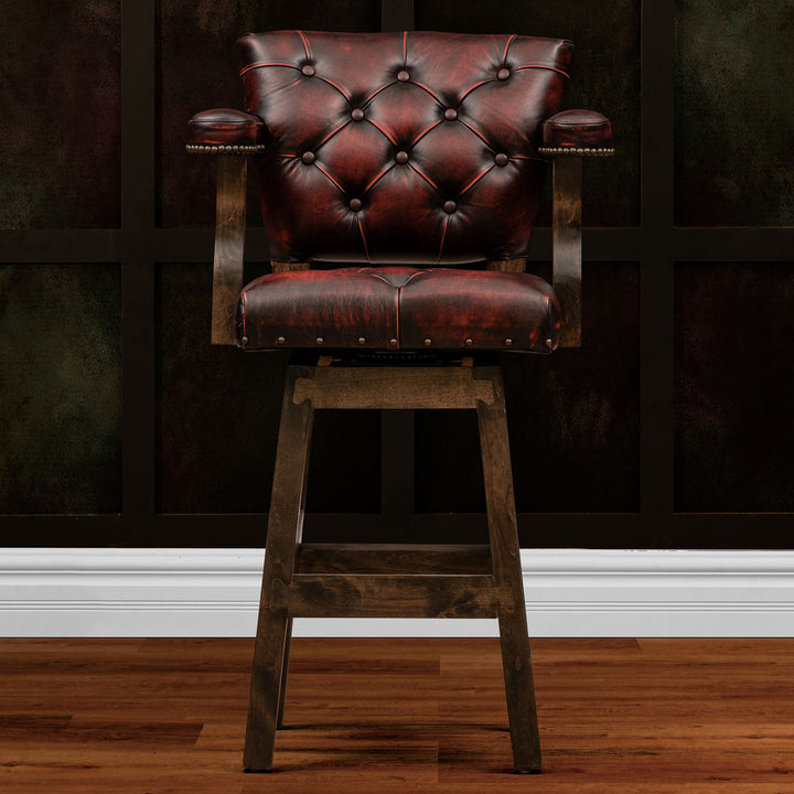 Red RJ Chisum Tufted Leather Barstool