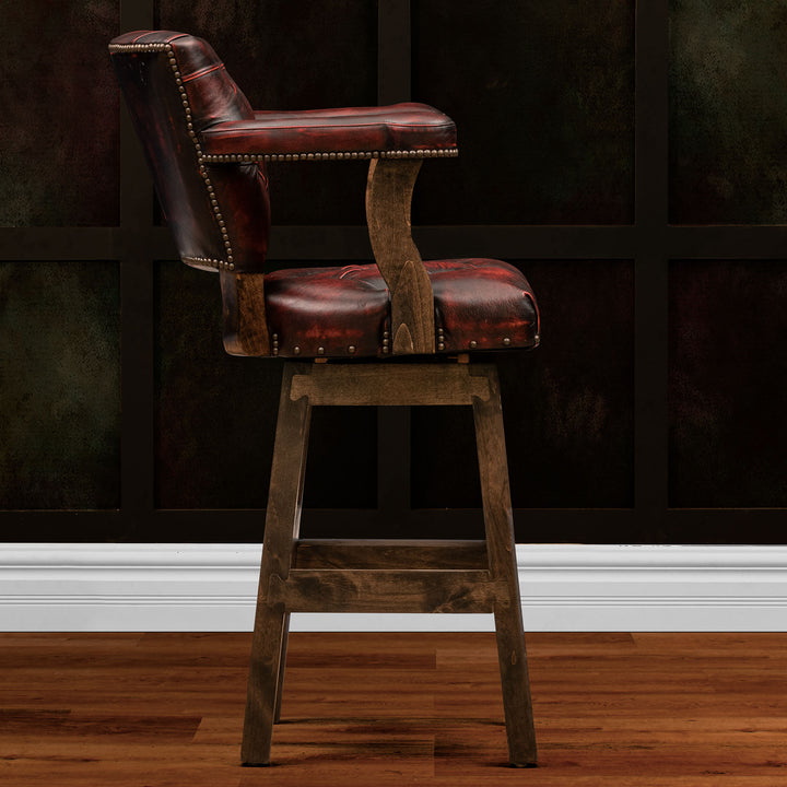Red RJ Chisum Tufted Leather Barstool