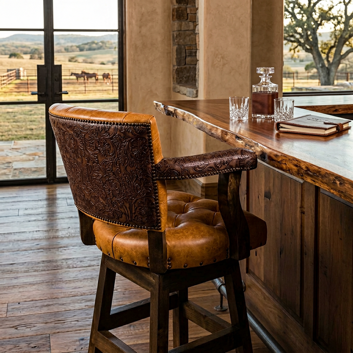 Rockwood Tufted Leather Barstool