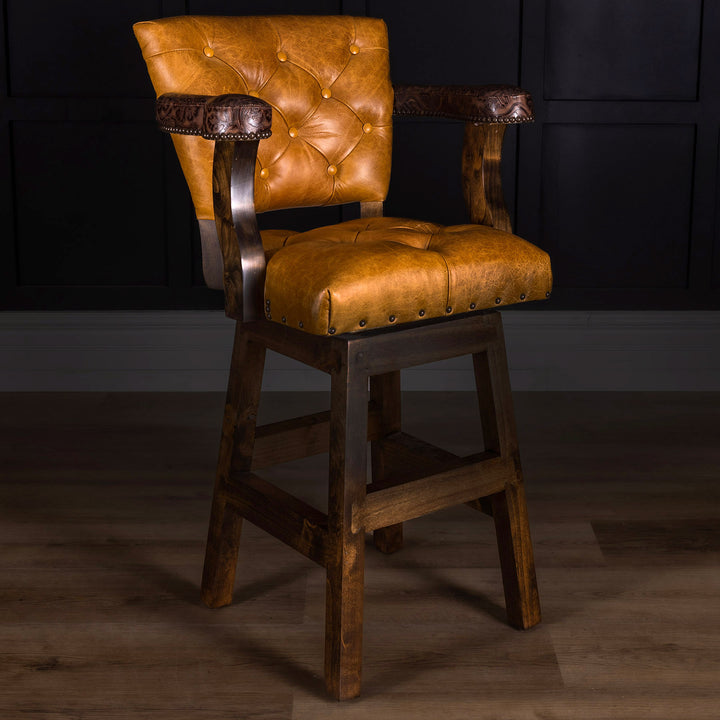 Rockwood Tufted Leather Barstool