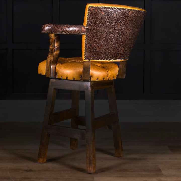Rockwood Tufted Leather Barstool