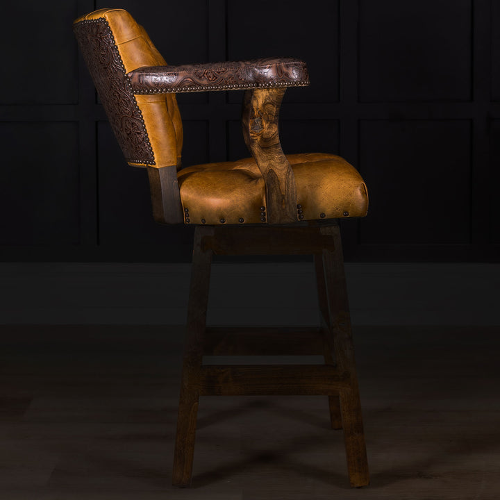 Rockwood Tufted Leather Barstool