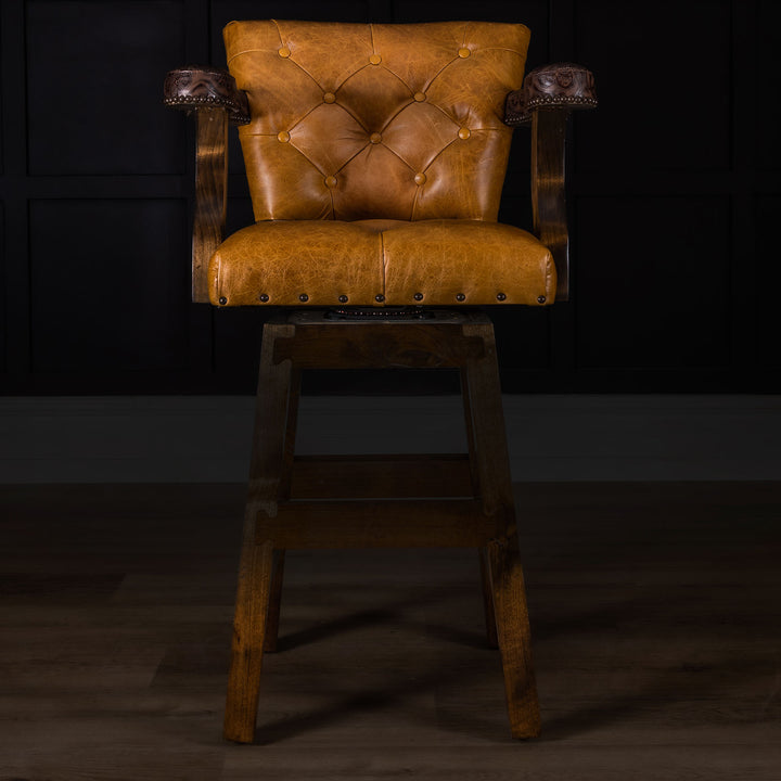 Rockwood Tufted Leather Barstool