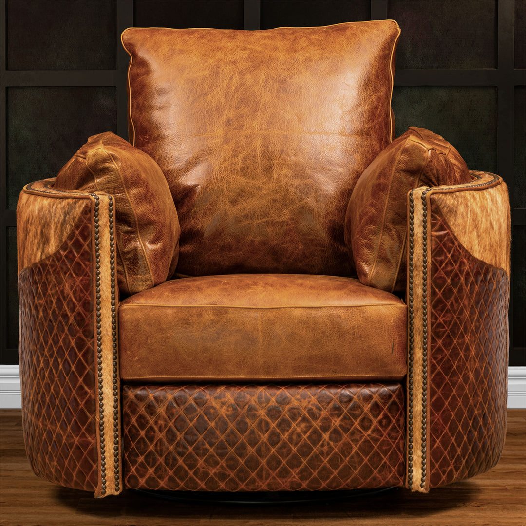 Rodeo Snug Leather Swivel Recliner