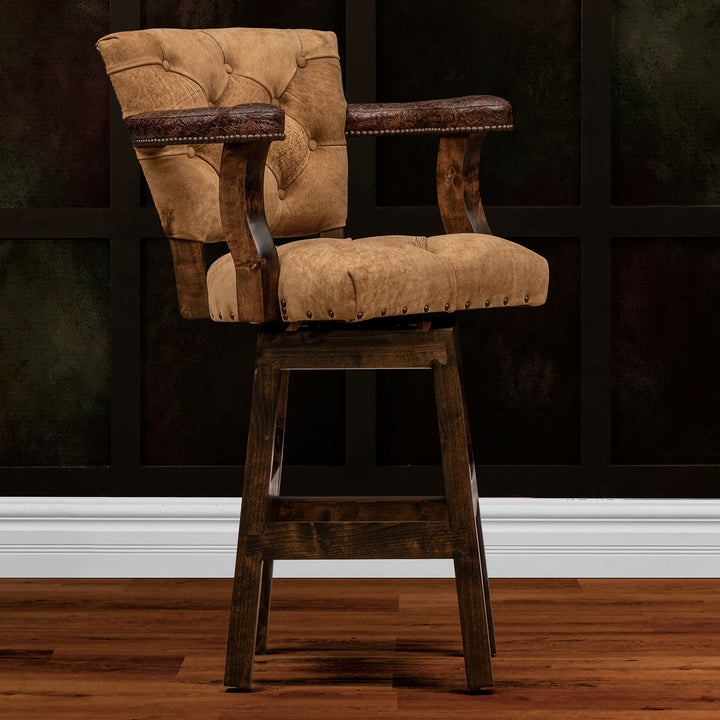 Rough RJ Chisum Tufted Leather Barstool