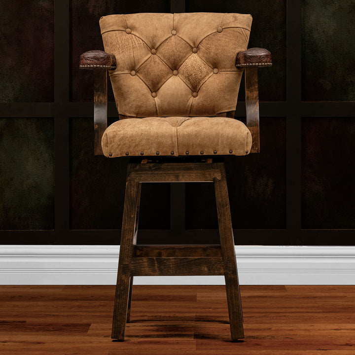 Rough RJ Chisum Tufted Leather Barstool