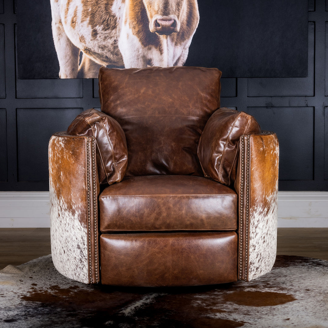 Rum Range Snug Leather Swivel Recliner
