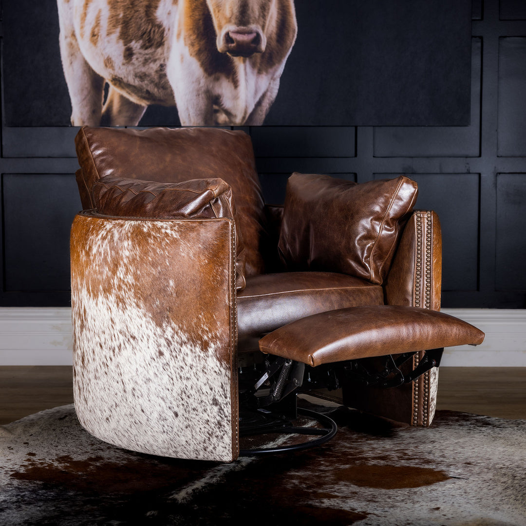 Rum Range Snug Leather Swivel Recliner