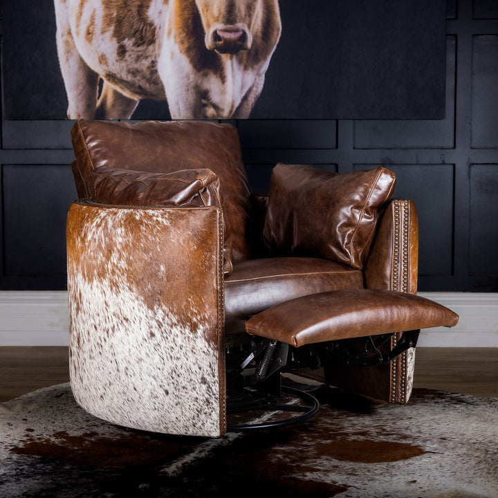 Rum Range Snug Leather Swivel Recliner