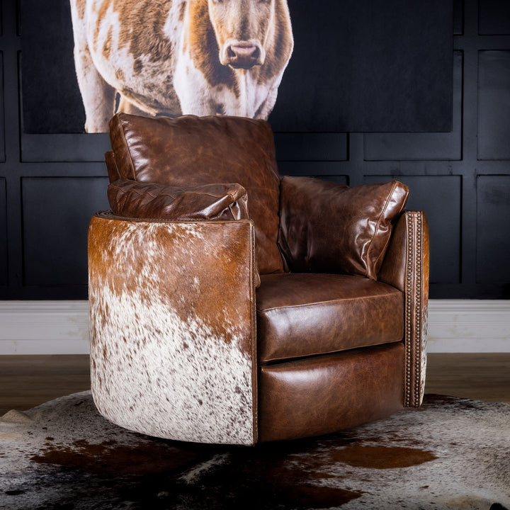 Rum Range Snug Leather Swivel Recliner