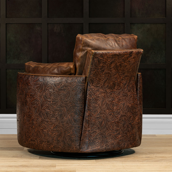 Rusk Snug Leather Swivel Recliner