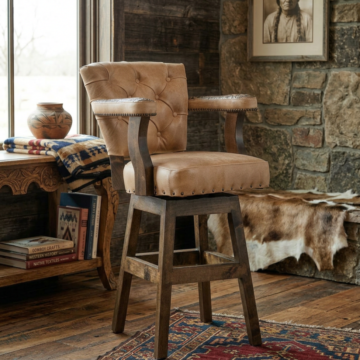 Sadler RJ Chisum Tufted Leather Barstool
