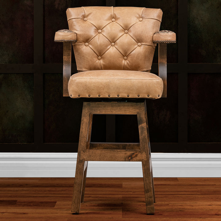 Sadler RJ Chisum Tufted Leather Barstool