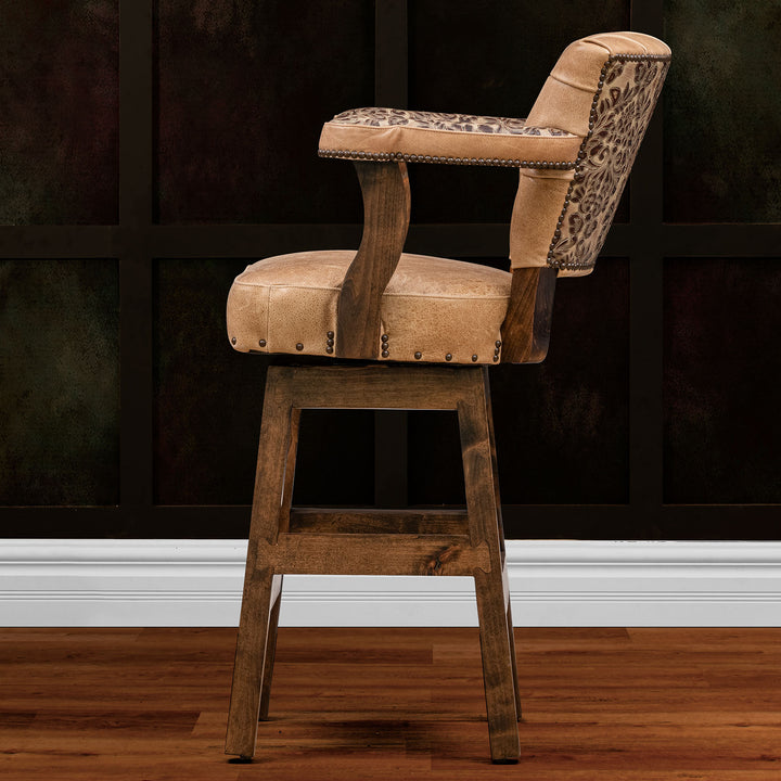 Sadler RJ Chisum Tufted Leather Barstool