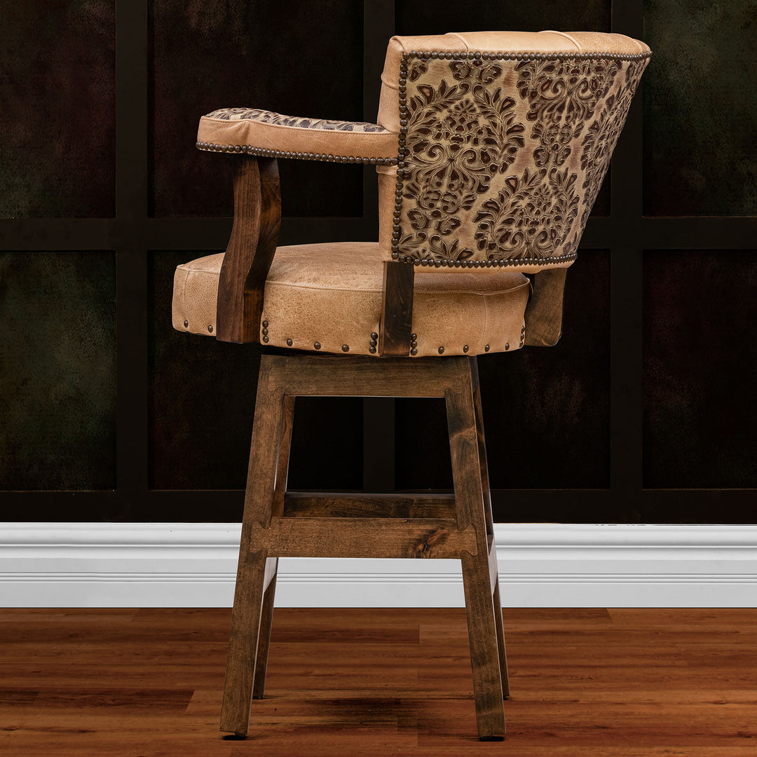 Sadler RJ Chisum Tufted Leather Barstool
