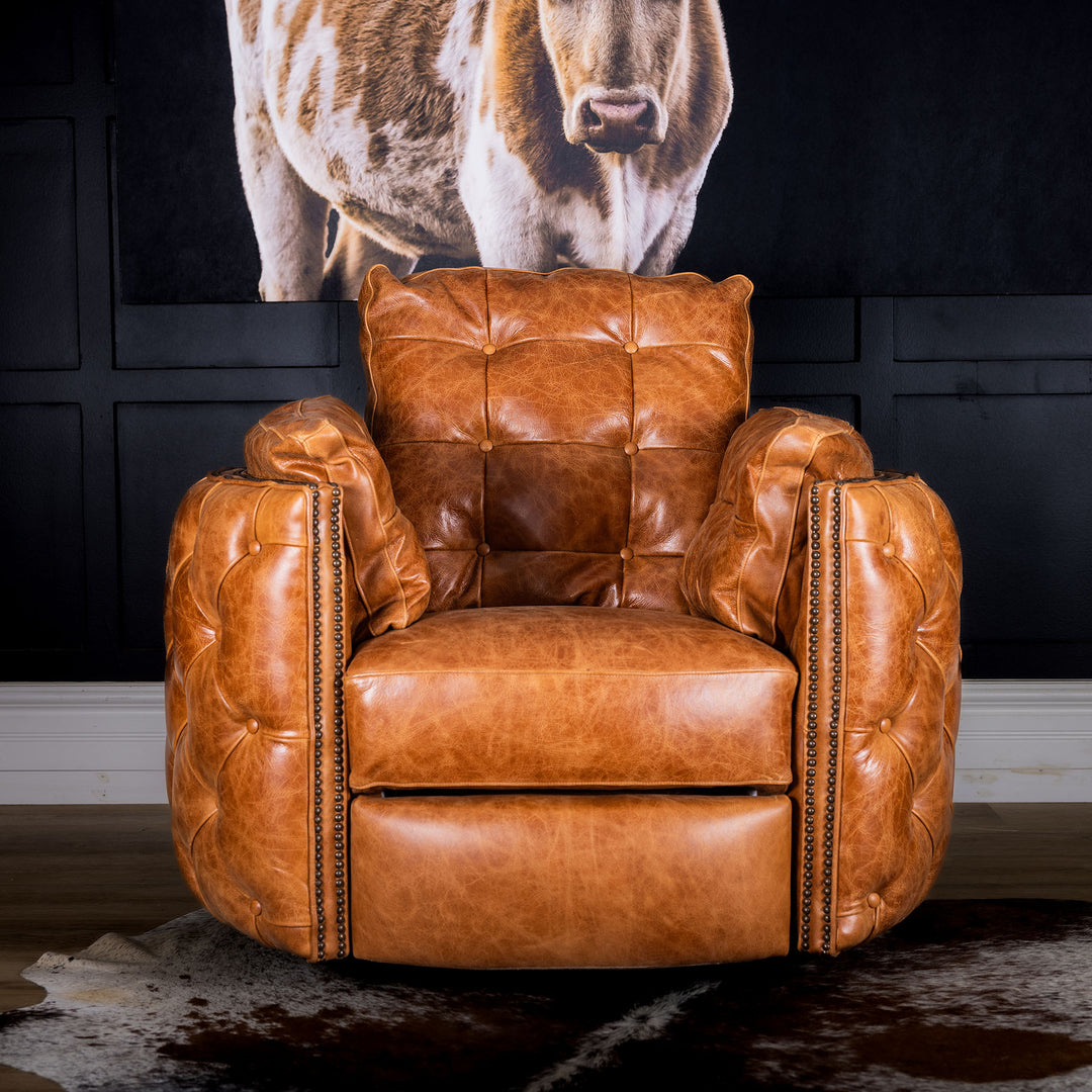 Stewart Snug Leather Swivel Recliner