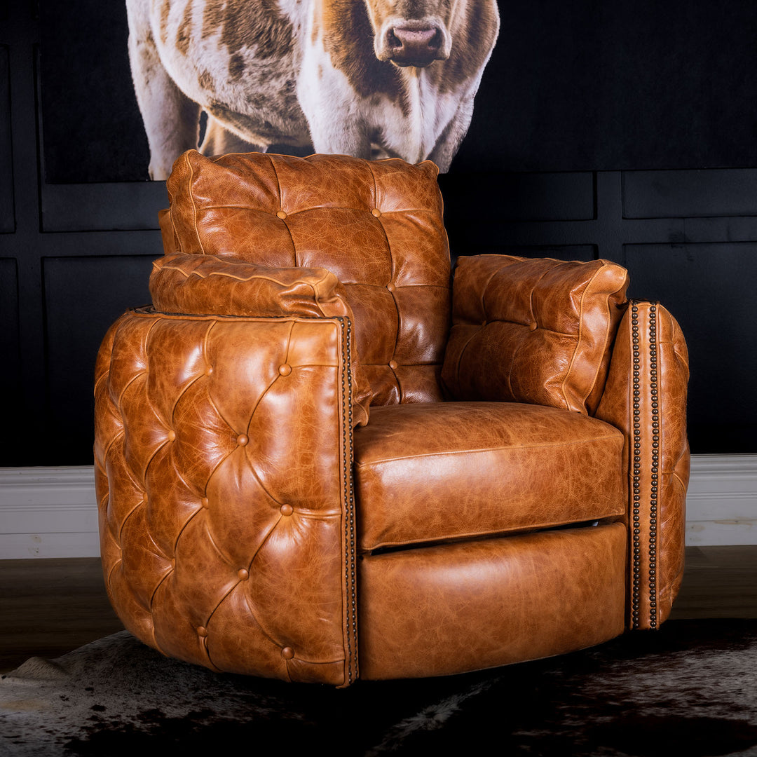 Stewart Snug Leather Swivel Recliner