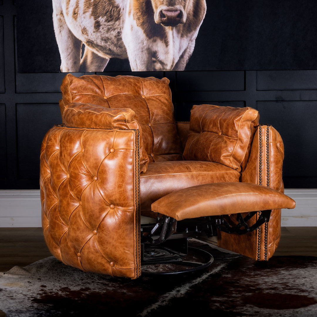 Stewart Snug Leather Swivel Recliner