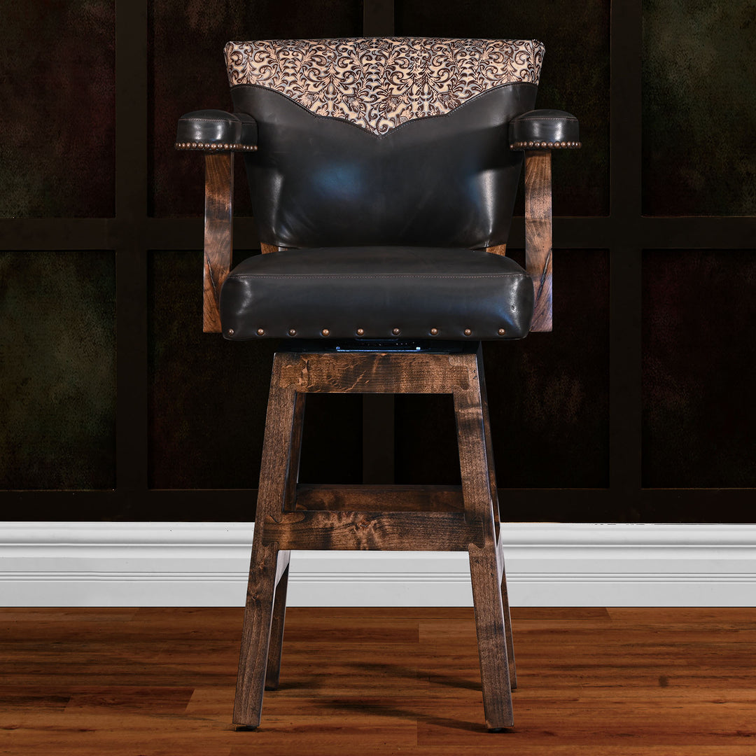 Tigran RJ Chisum Leather Barstool