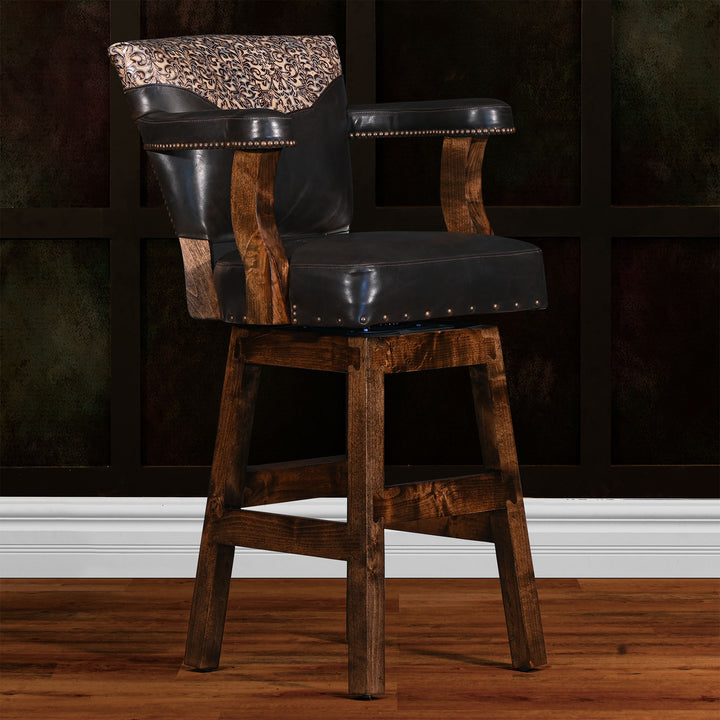 Tigran RJ Chisum Leather Barstool