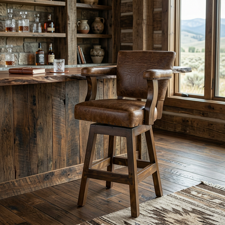 Trimble Leather Barstool