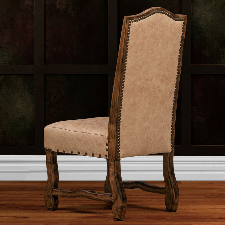 Vanilla Tufted Leather Dining Chair