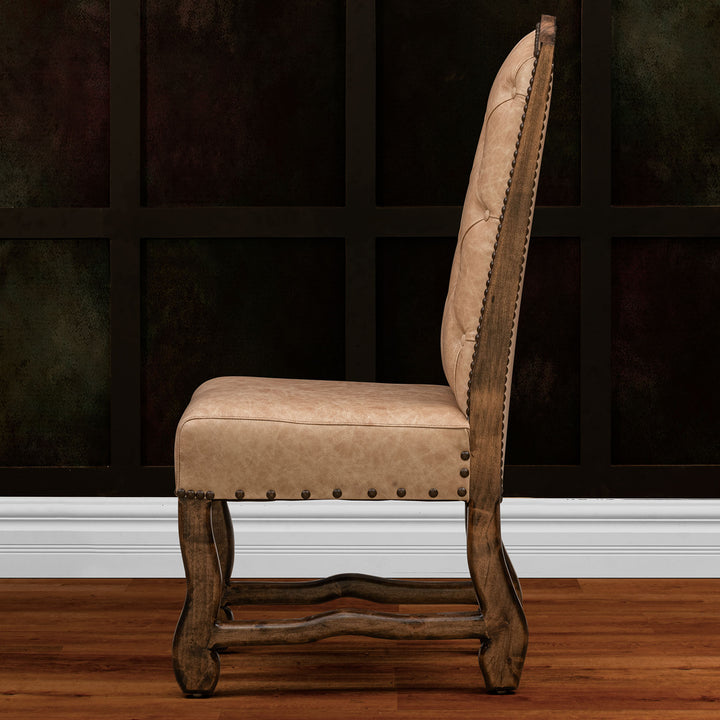 Vanilla Tufted Leather Dining Chair