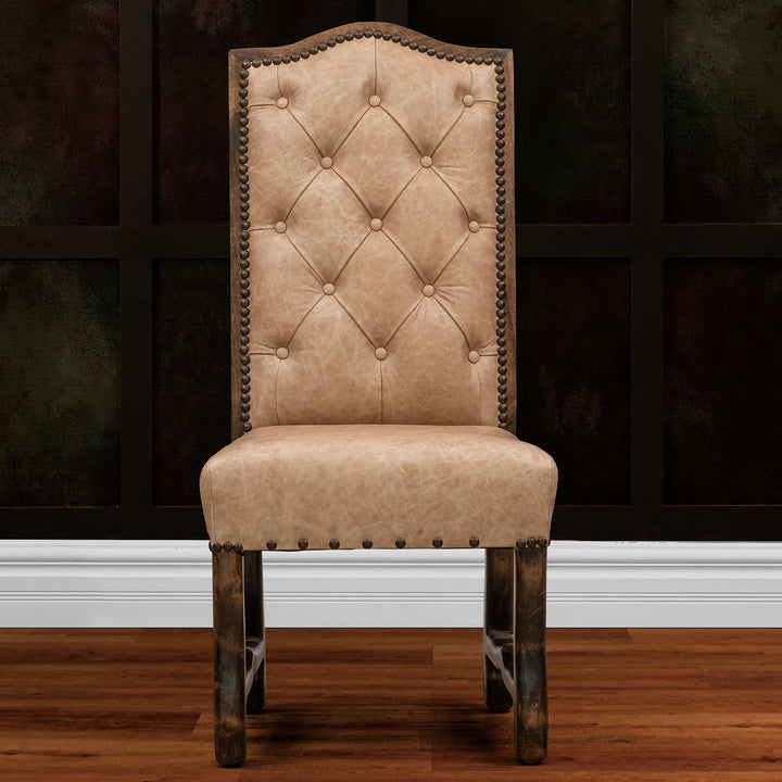 Vanilla Tufted Leather Dining Chair