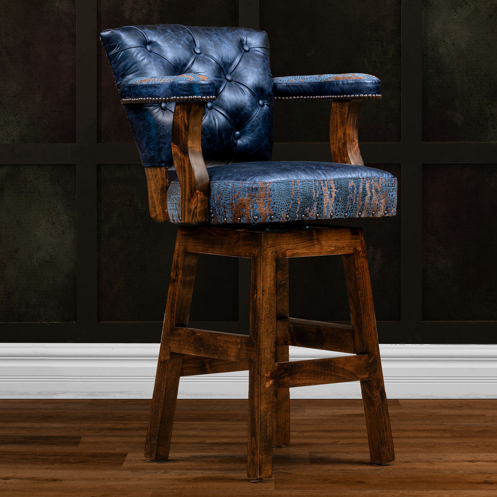 Lavish Navy, croc acid wash blue brown