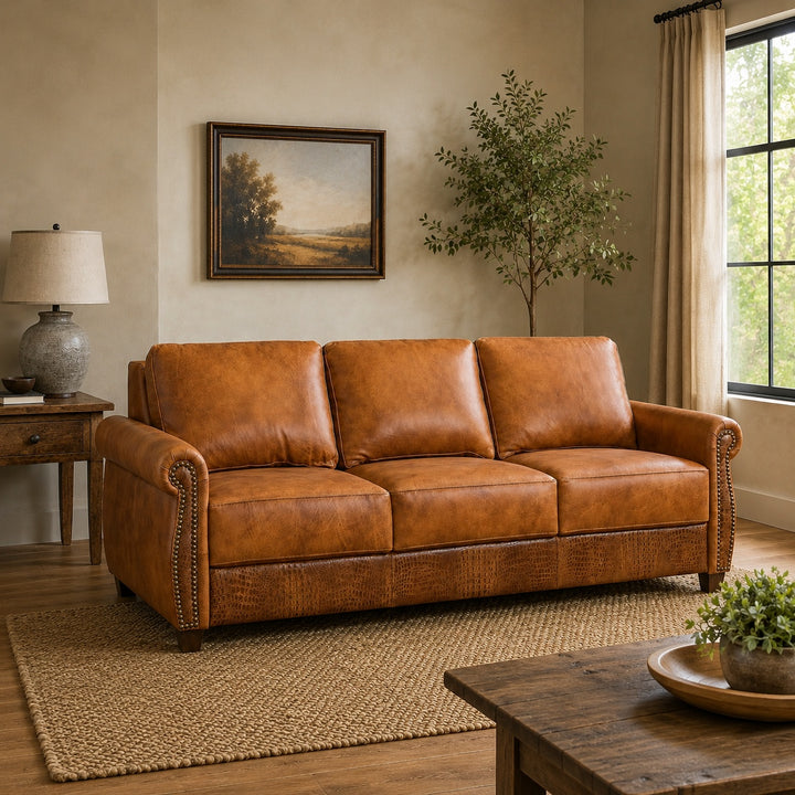 Wesley King Leather Sleeper Sofa