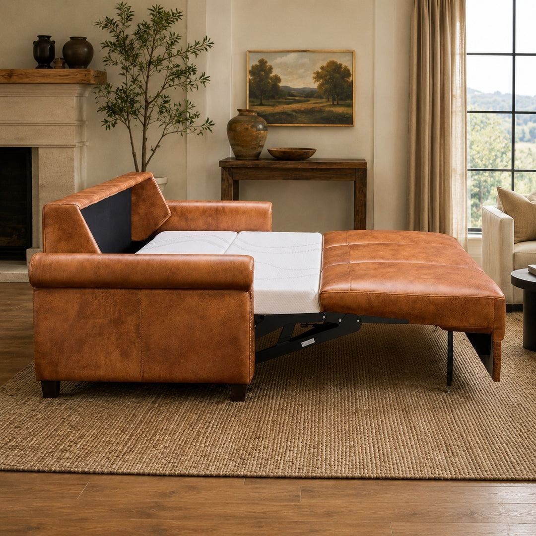 Wesley King Leather Sleeper Sofa