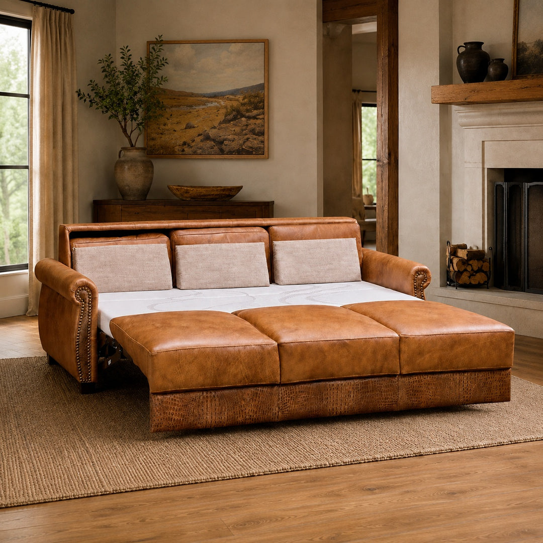 Wesley King Leather Sleeper Sofa