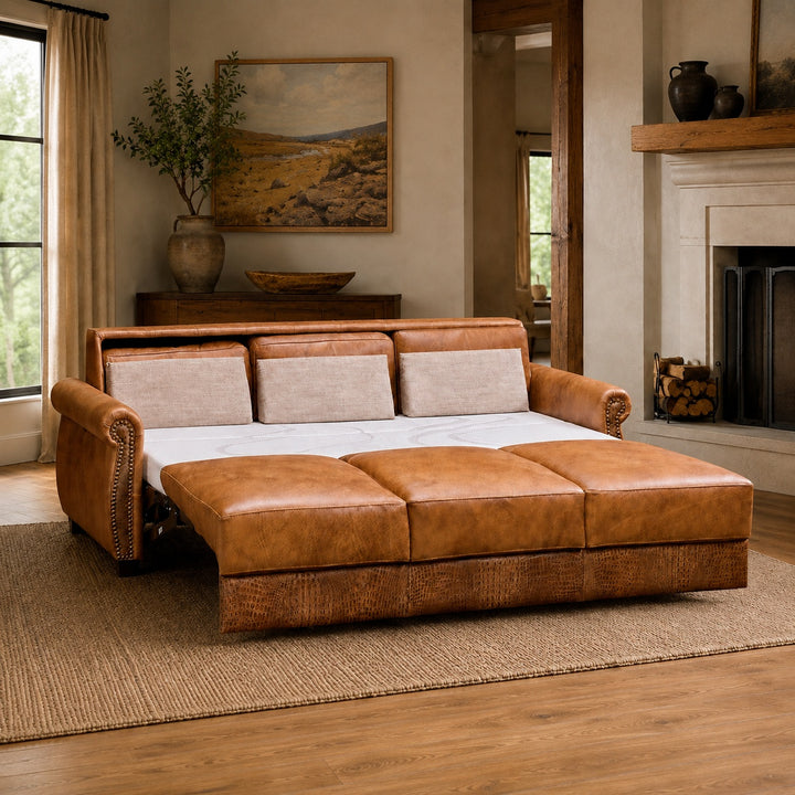 Wesley King Leather Sleeper Sofa