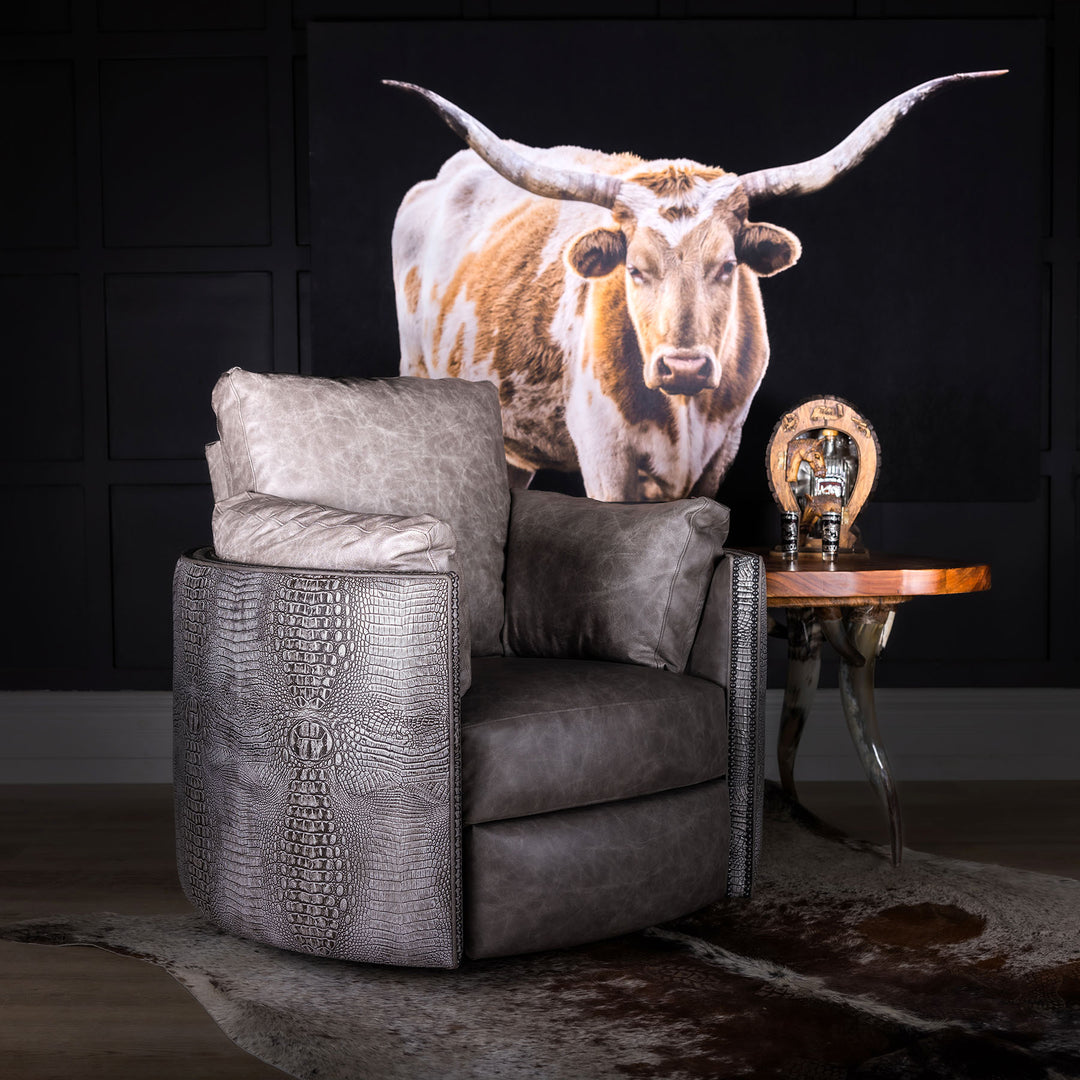 Whitefish Snug Leather Swivel Recliner