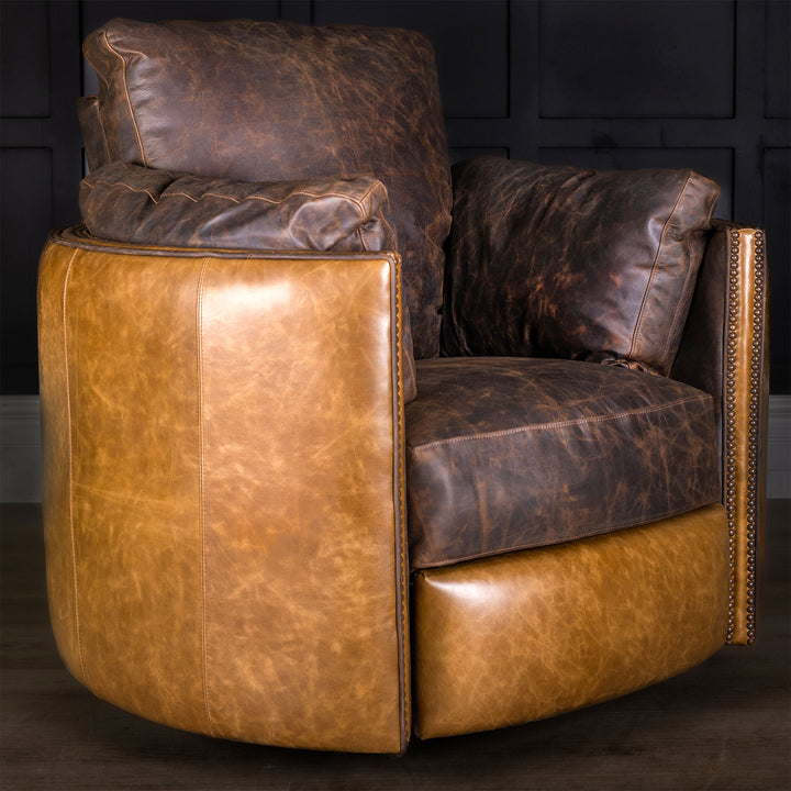 Yellowstone Snug Leather Swivel Recliner