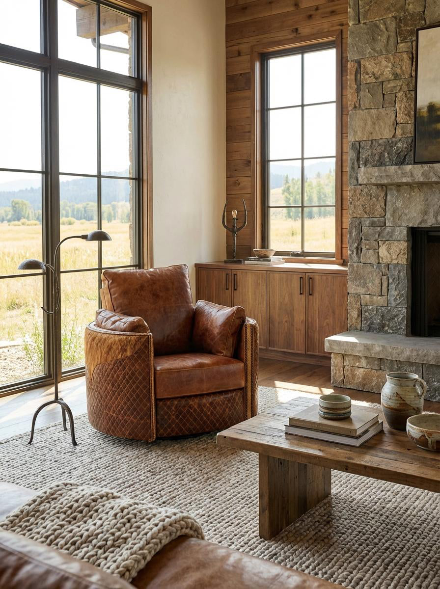 Rodeo Snug Leather Swivel Recliner